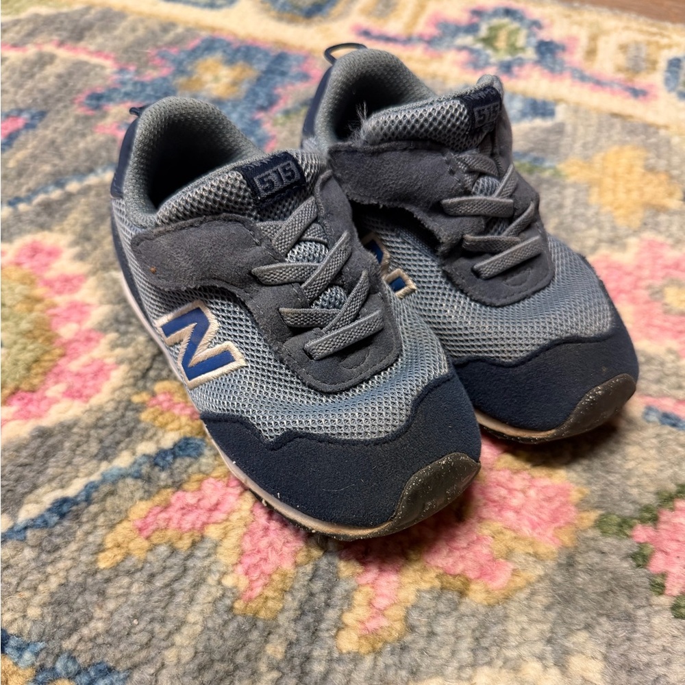 New Balance Kids Navy and Gray 575 Style Sneakers